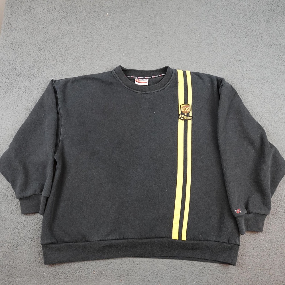 UPS Racing Sweatshirt Mens XL Black Yellow NASCAR Dale Jarrett Chase Authentics